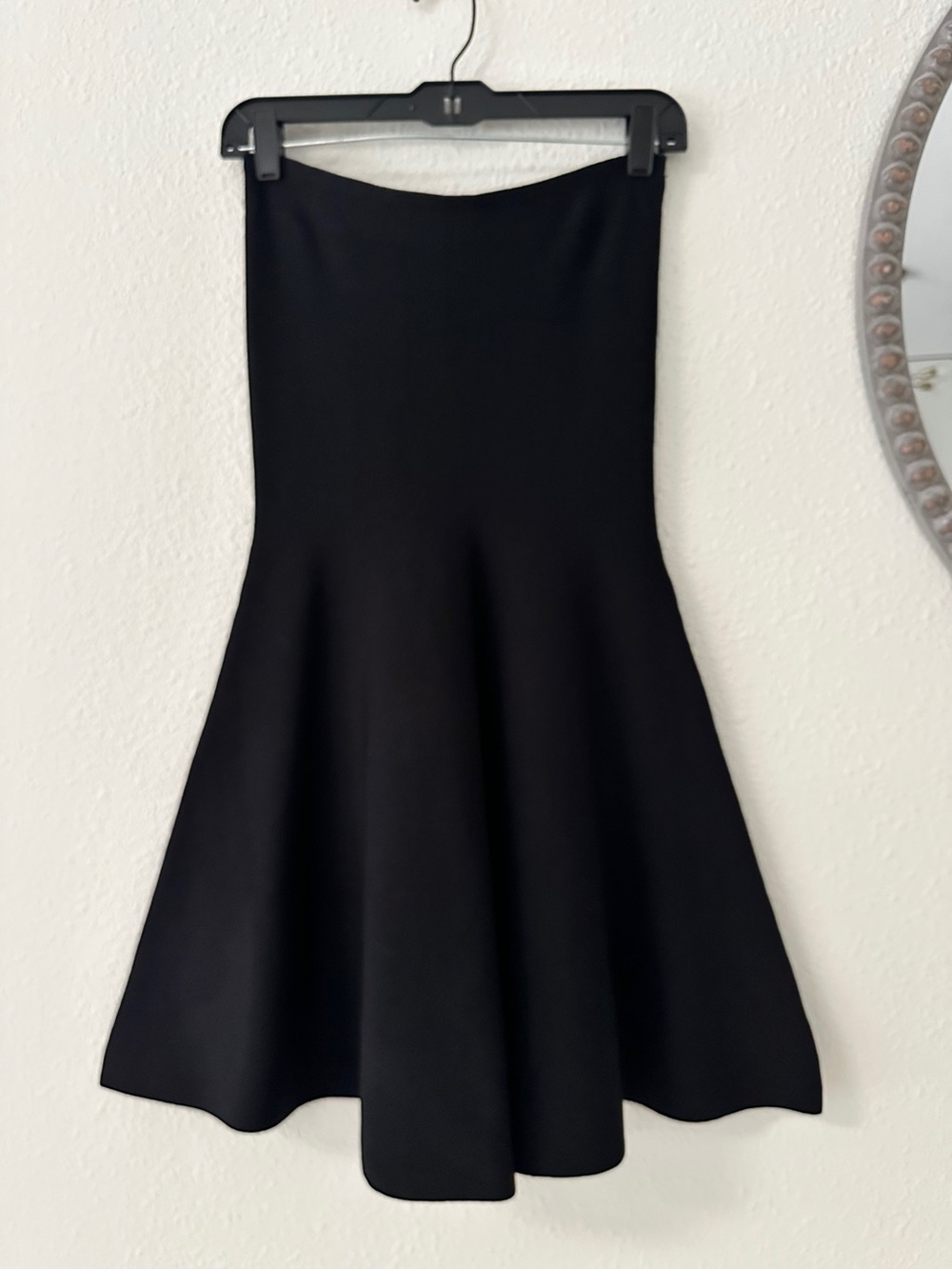 ANGL Black Knit Flared Hem Midi Skirt